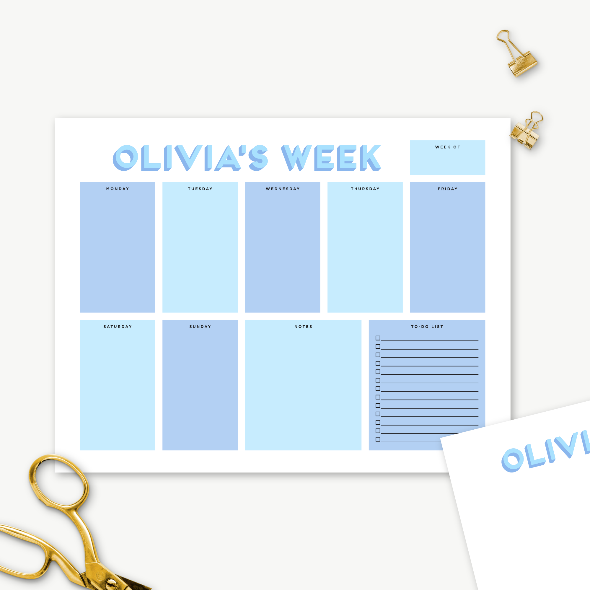 custom weekly planner notepad, days of the week notepad, monogram planner notepad, personalized planner, colorful organizing, teen gift