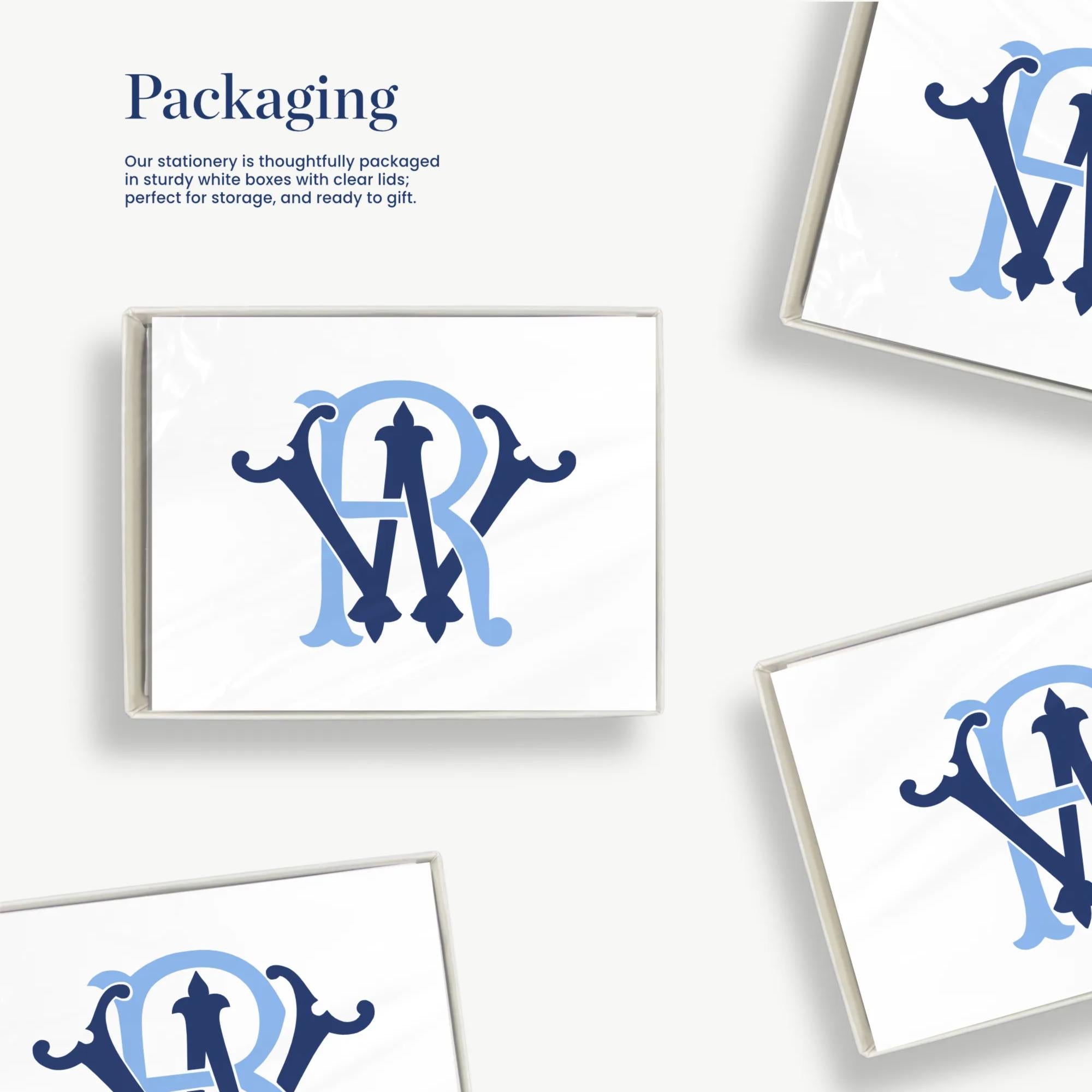 a collection of four identical monogrammed logos, each featuring a stylized letter combination. The logos are arranged in a grid-like pattern, with each logo placed on a white background. The monograms are designed in a classic, elegant style, with the letters rendered in a combination of blue and white colors. The logos are neatly arranged, and their identical appearance suggests that they are part of a larger collection or series.