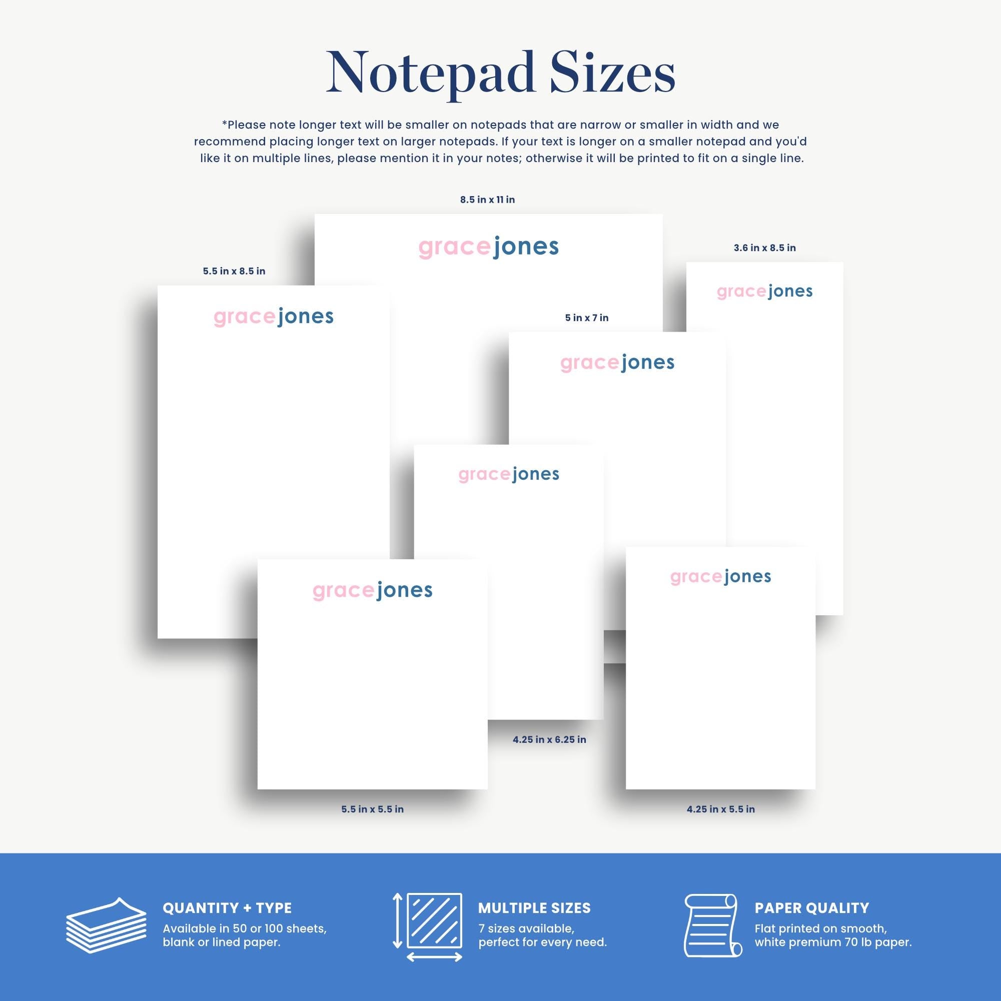 Grace Jones Notepad Sizes