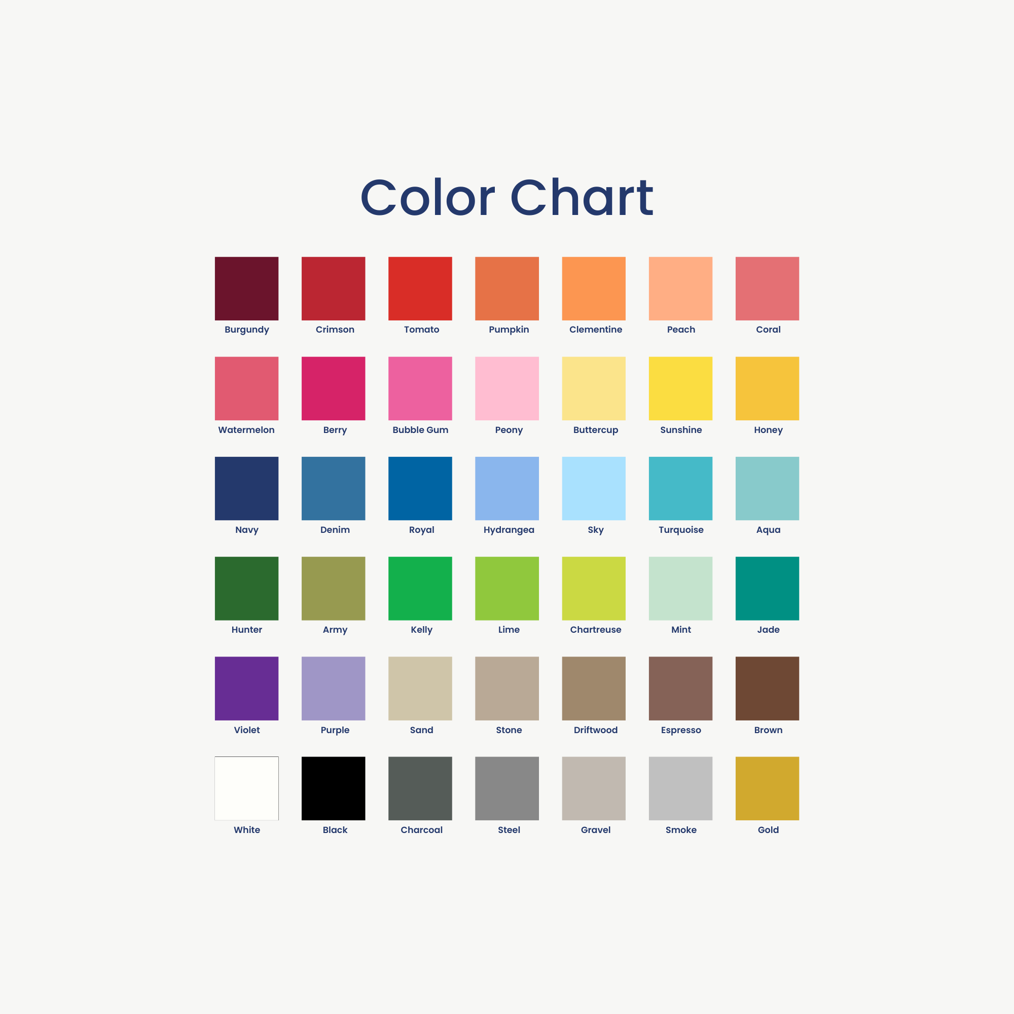 color chart, monogram color chart