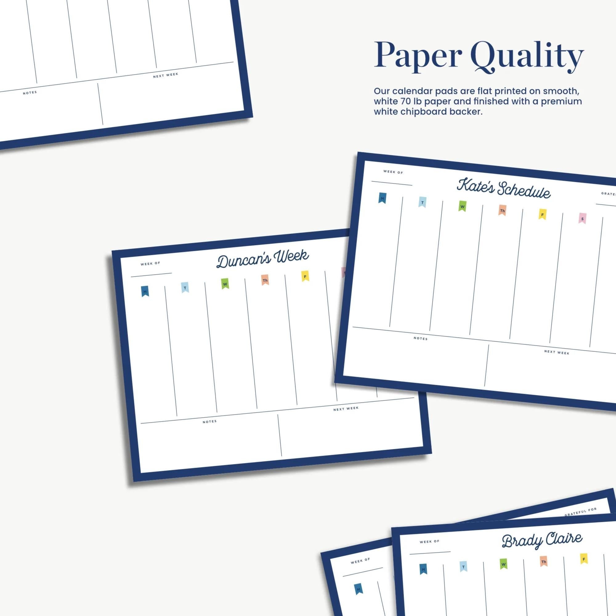 a collage of four calendar pages, each with a different layout and design. The pages are printed on smooth paper and are neatly arranged in a row. The text in the image is too small to read clearly, and there is no redundancy or vague wording. The focus of the image is on the different layouts and designs of the calendar pages, rather than on any specific details or information.