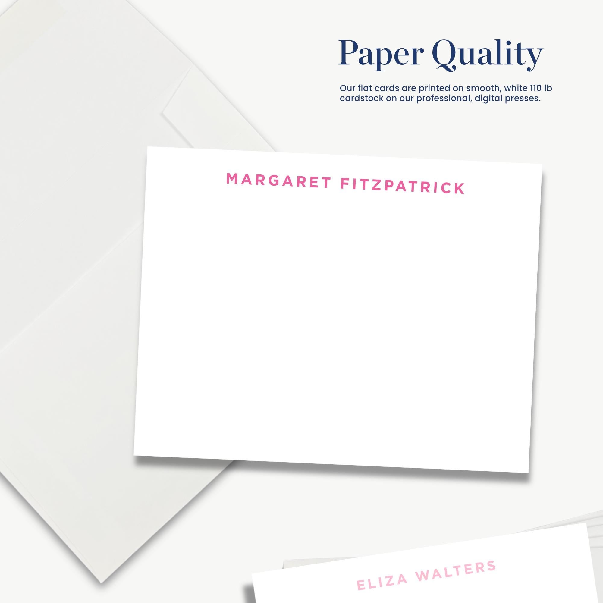 The image is a white card with the name "Margaret Fitzpatrick" printed on it.