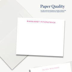 The image is a white card with the name "Margaret Fitzpatrick" printed on it.