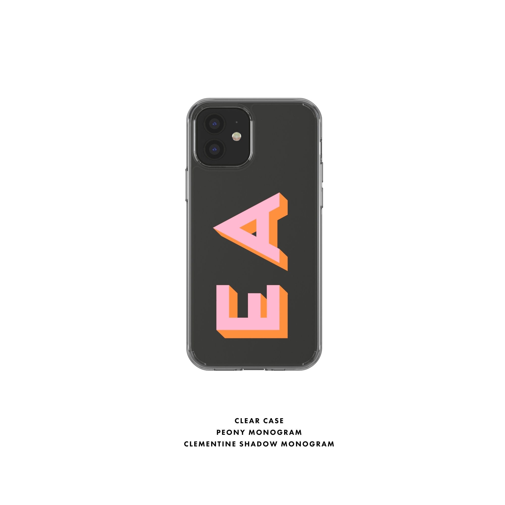 Shadow Large Monogram Clear Phone Case Personalized Case Initial iPhone 12 Custom iPhone 13 Pro Case iPhone 11 Plus XR Samsung Galaxy