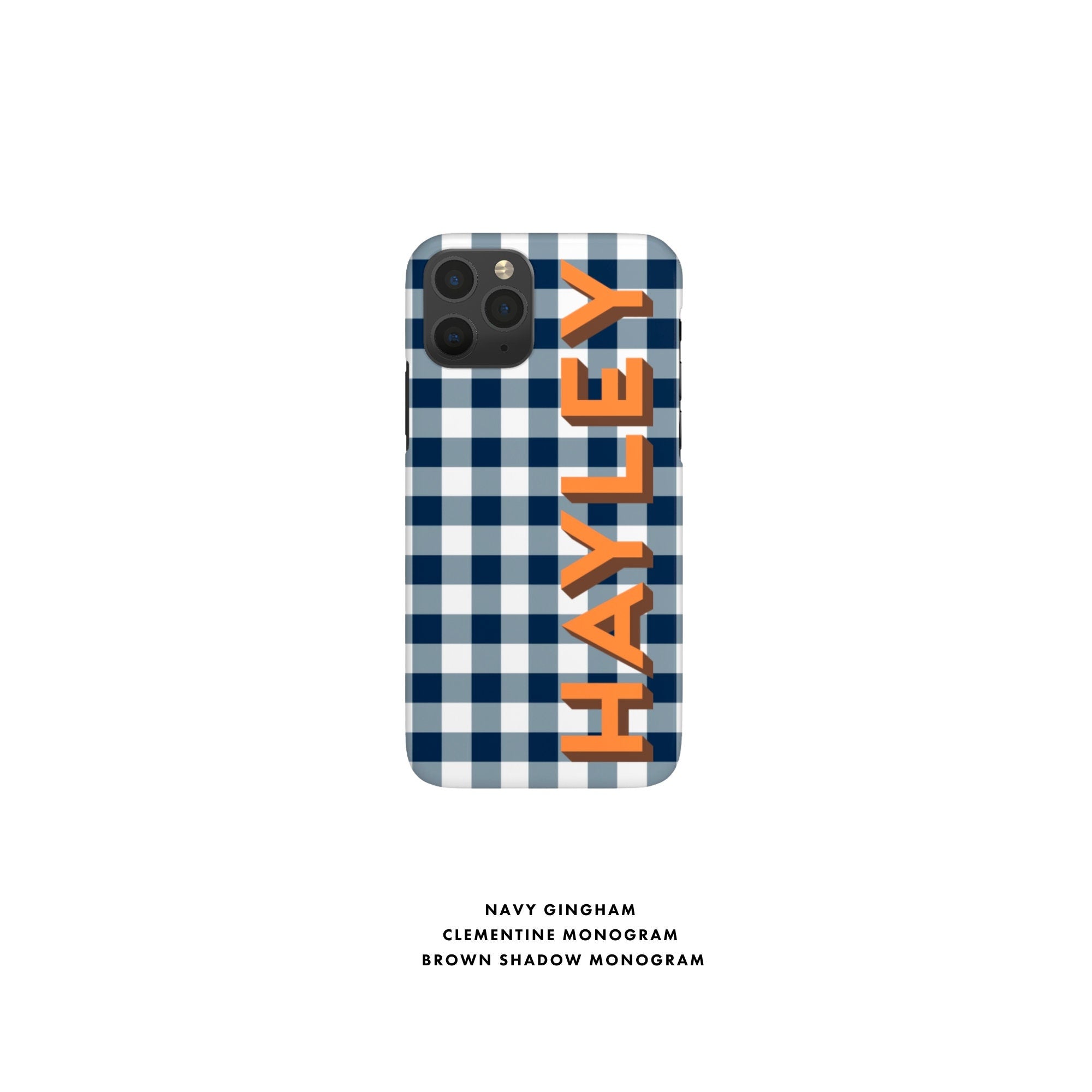 Gingham Shadow Monogram Personalized Name iPhone 12 Case Custom iPhone 13 Pro Case iPhone 11 XS 8 7 Plus XR Samsung Galaxy