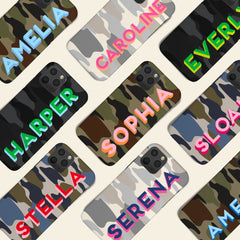 Camo Shadow Monogram Personalized Name iPhone 12 Case Custom iPhone 13 Pro Case iPhone 11 XS 8 7 Plus XR Samsung Galaxy