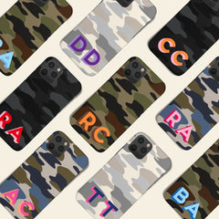 Camo Shadow Monogram Personalized Bottom Initial iPhone 12 Case Custom iPhone 13 Pro Case iPhone 11 XS 8 7 Plus XR Samsung Galaxy