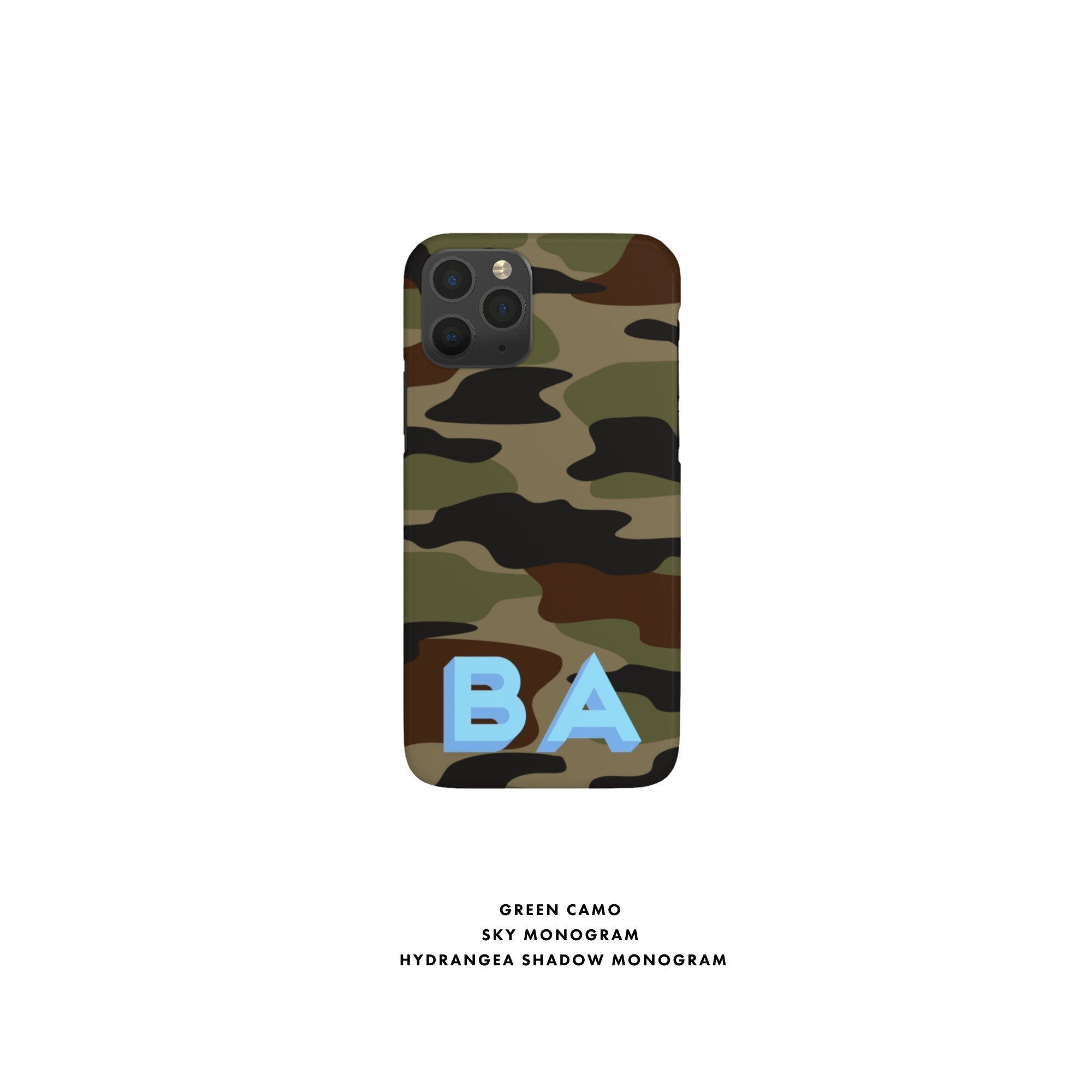 Camo Shadow Monogram Personalized Bottom Initial iPhone 12 Case Custom iPhone 13 Pro Case iPhone 11 XS 8 7 Plus XR Samsung Galaxy
