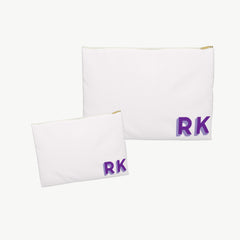 white canvas small monogram monogram Custom Makeup Bag set, monogram Bridesmaid Gift, Bridal Party Gifts, personalized monogram bag