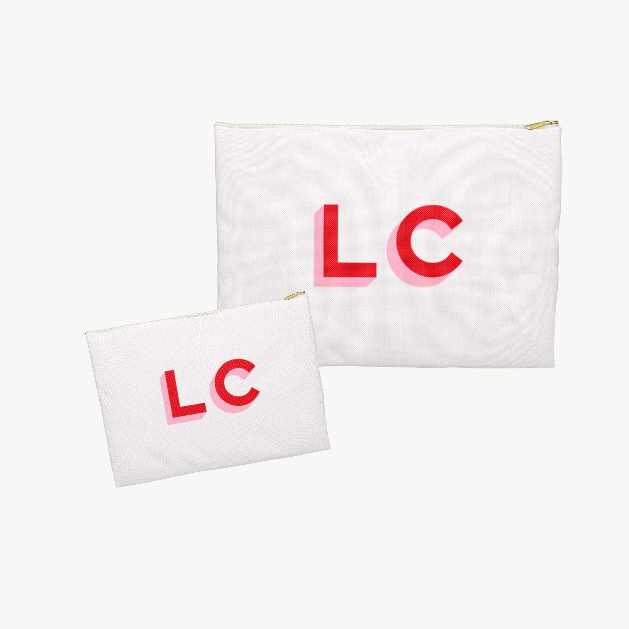 white canvas double shadow monogram stripe Custom Makeup Bag set, monogram Bridesmaid Gift, Bridal Party Gifts, monogram clutch