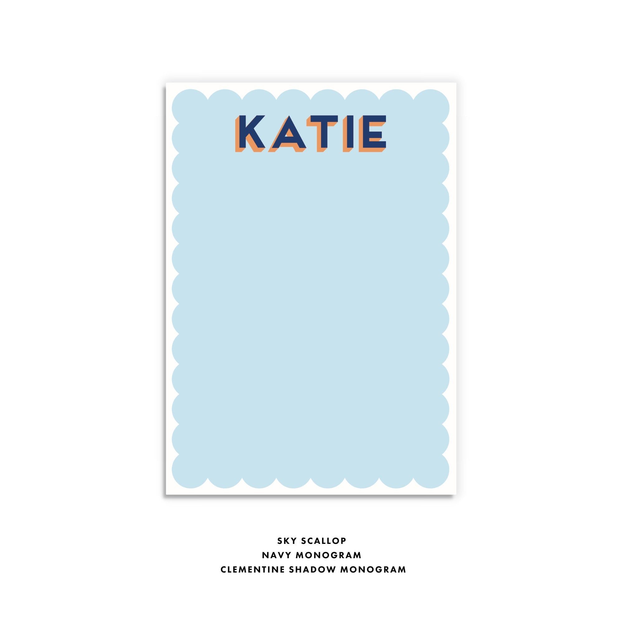 personalized name notepad, lined notepad, monogram stationary / stationary, teacher gift, grad gift, colorful stationery, scallop stationery
