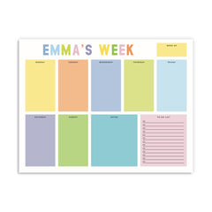 custom weekly planner notepad, days of the week notepad, monogram planner notepad, personalized planner, colorful organizing, teen gift