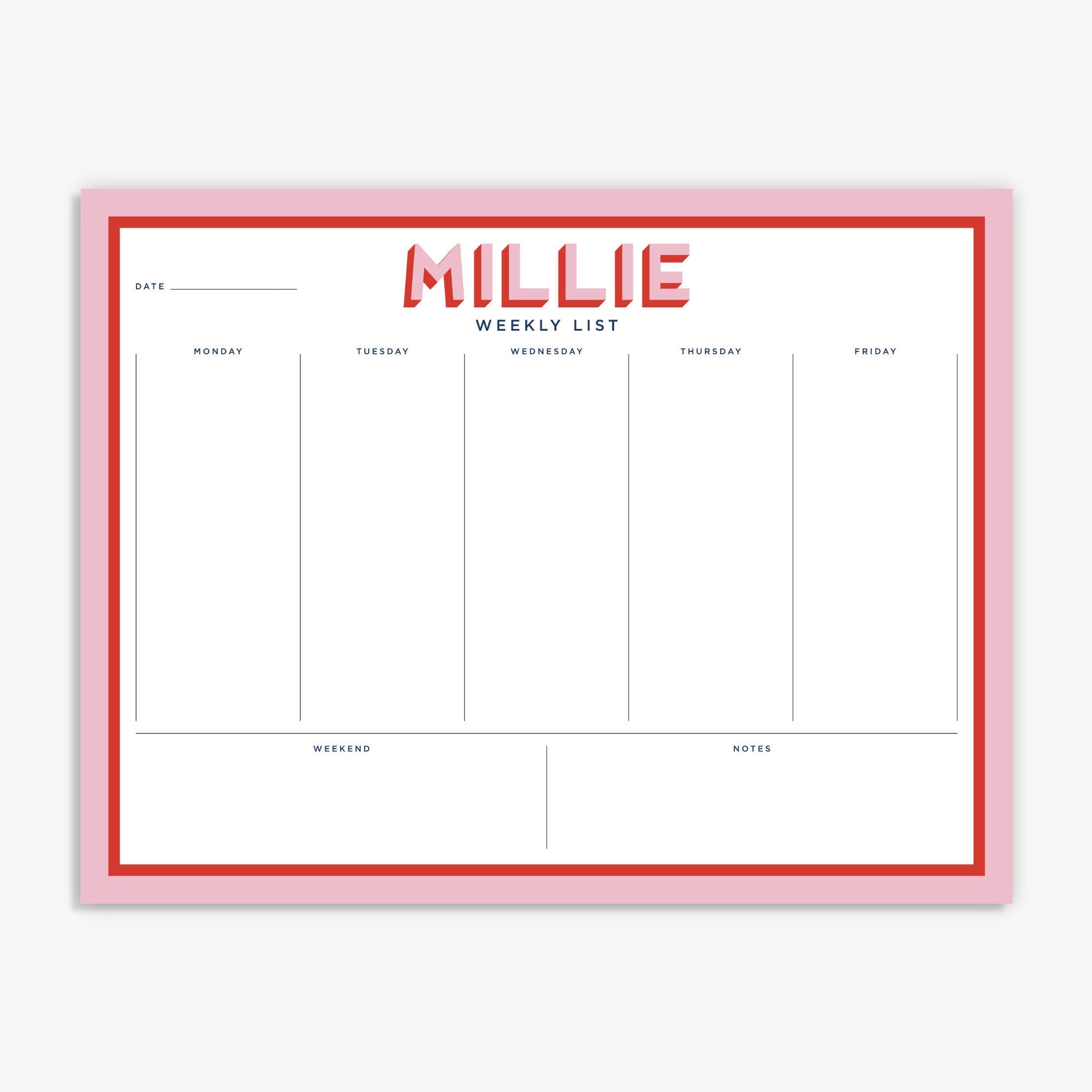 custom weekly planner notepad, days of the week notepad, monogram planner notepad, personalized planner, 2023 planner, teacher gift