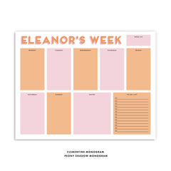 custom 2023 weekly planner notepad, days of the week notepad, monogram planner notepad, personalized planner, mom planner, family planner
