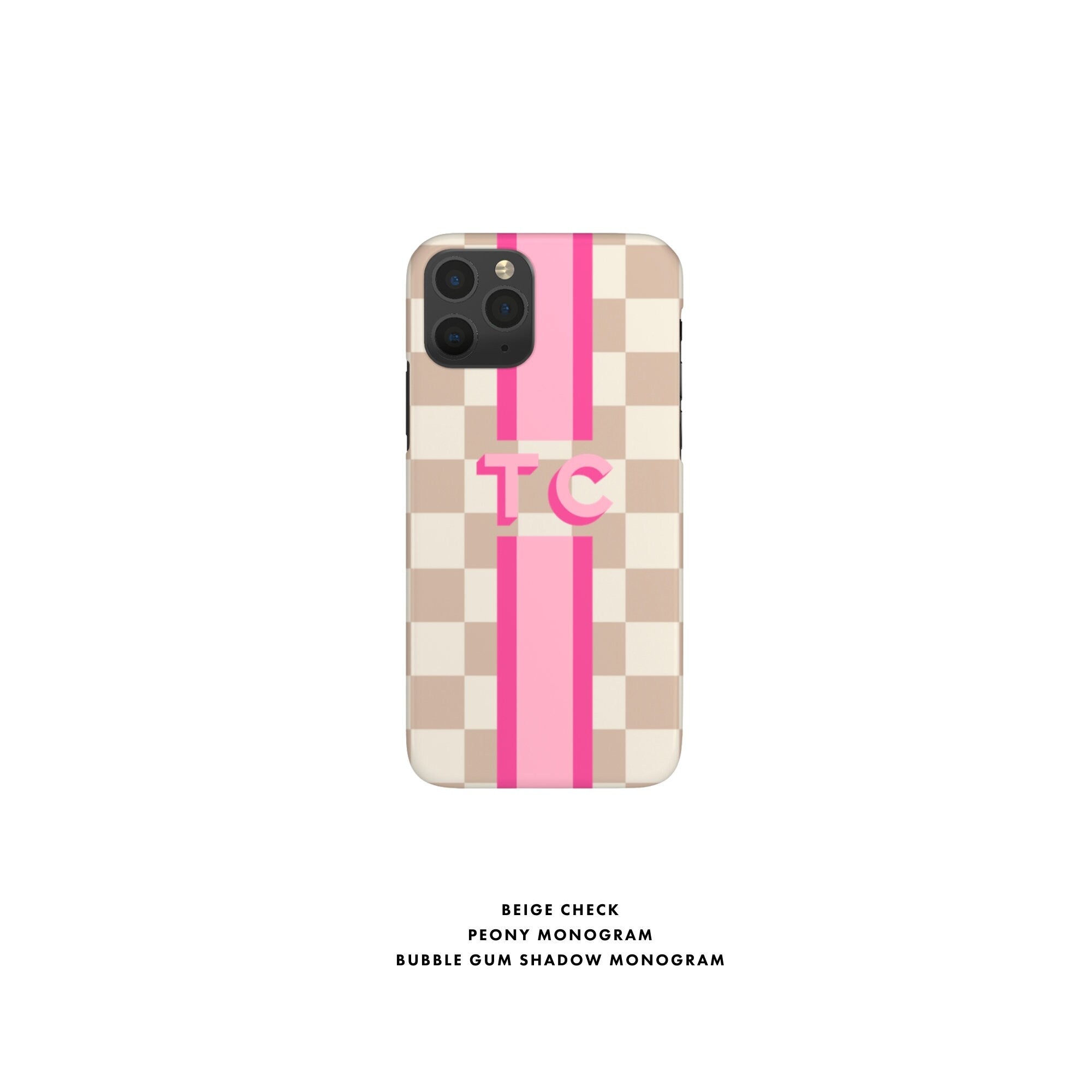 Check Shadow Monogram Personalized Name Initial iPhone 12 Case Checkered Custom iPhone 13 Pro Case iPhone 11 XS 8 7 Plus XR Samsung Galaxy