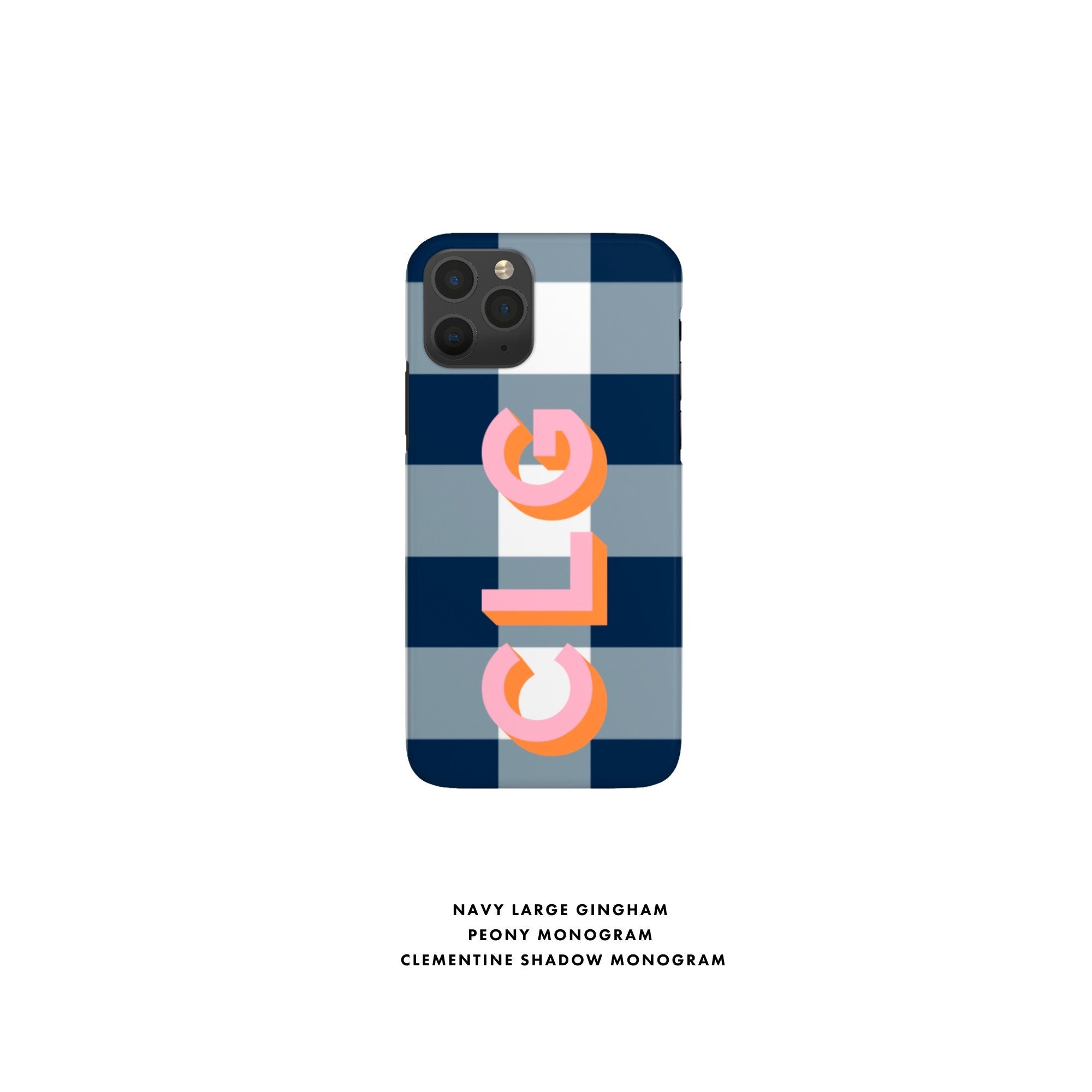 Gingham Shadow Monogram Personalized Case Initial iPhone 12 Case Custom iPhone 13 Pro Case iPhone 11 XS 8 7 Plus XR Samsung Galaxy