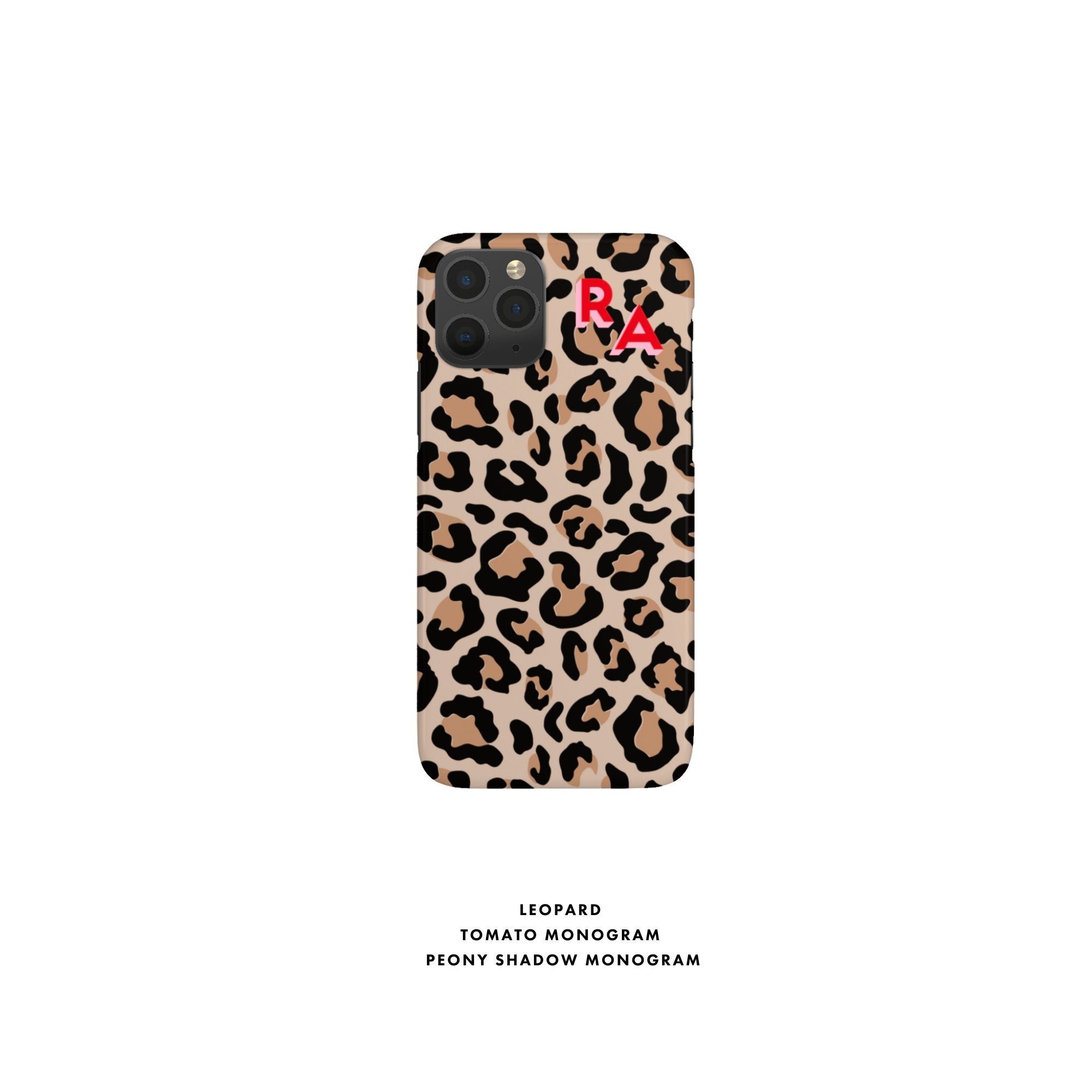 Leopard Shadow Monogram Personalized Corner Initial iPhone 12 Case Custom iPhone 13 Pro Case iPhone 11 XS 8 7 Plus XR Samsung Galaxy