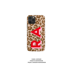 Leopard Shadow Large Monogram Personalized Initial iPhone 12 Case Custom iPhone 13 Pro Case iPhone 11 XS 8 7 Plus XR Samsung Galaxy