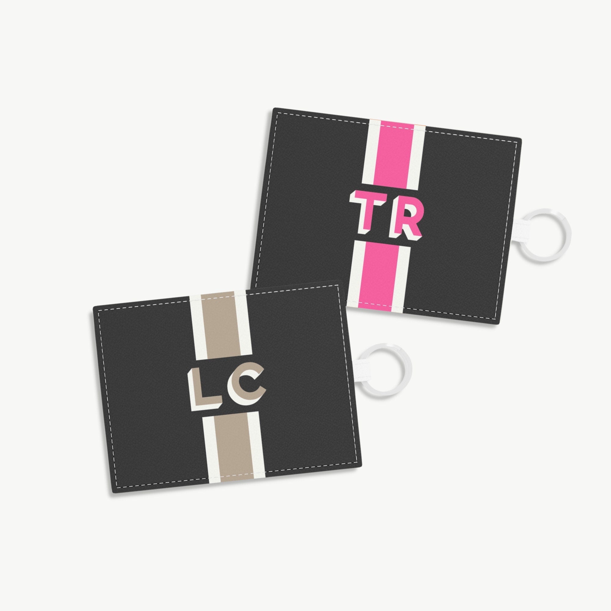 monogram cardholder shadow monogram custom cardholder monogram stripe grad gifts college gifts black leather monogram card wallet