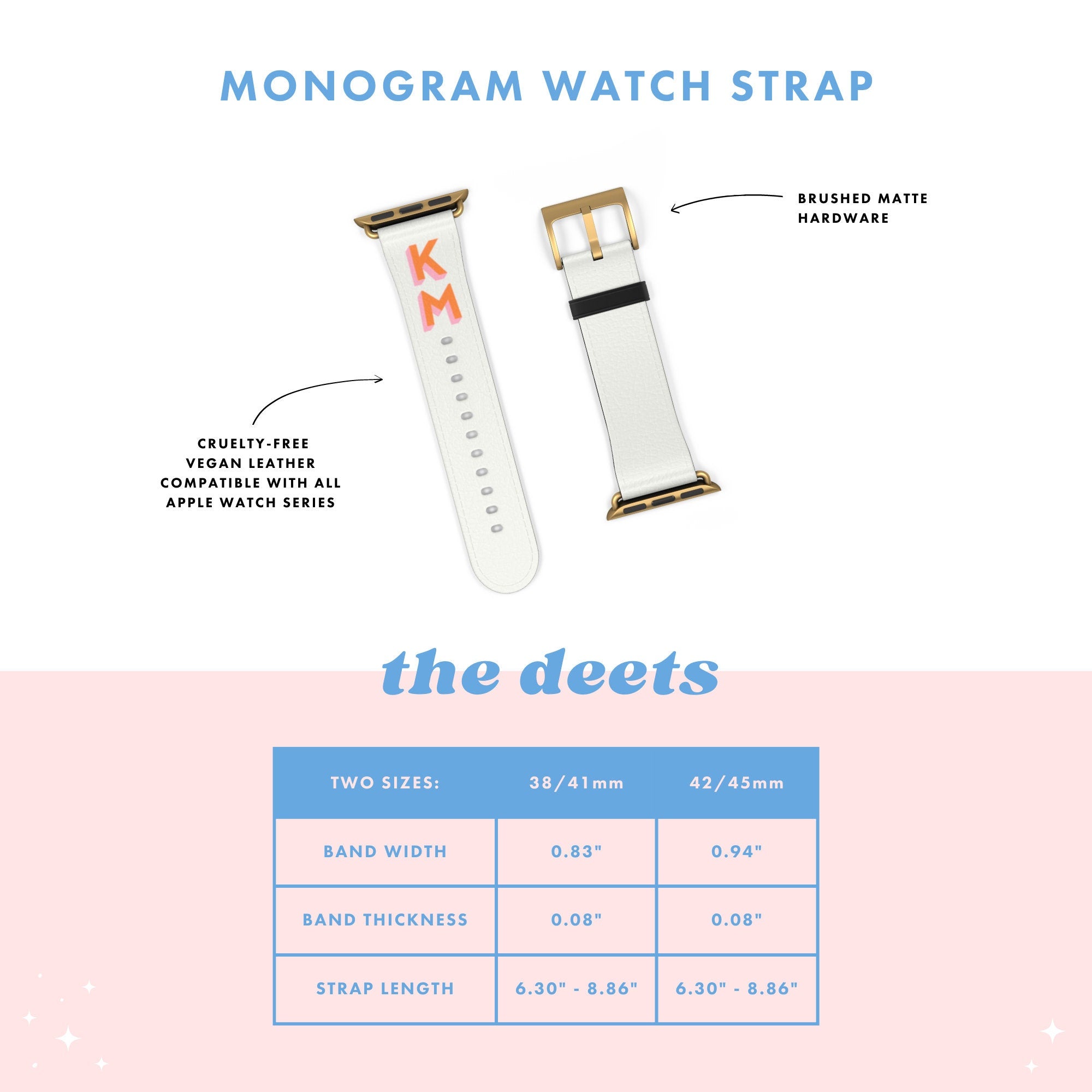 monogram stripe apple watch strap, personalized band for apple watch, vegan leather watch strap 38mm 40mm 42mm 44mm shadow monogram gifts