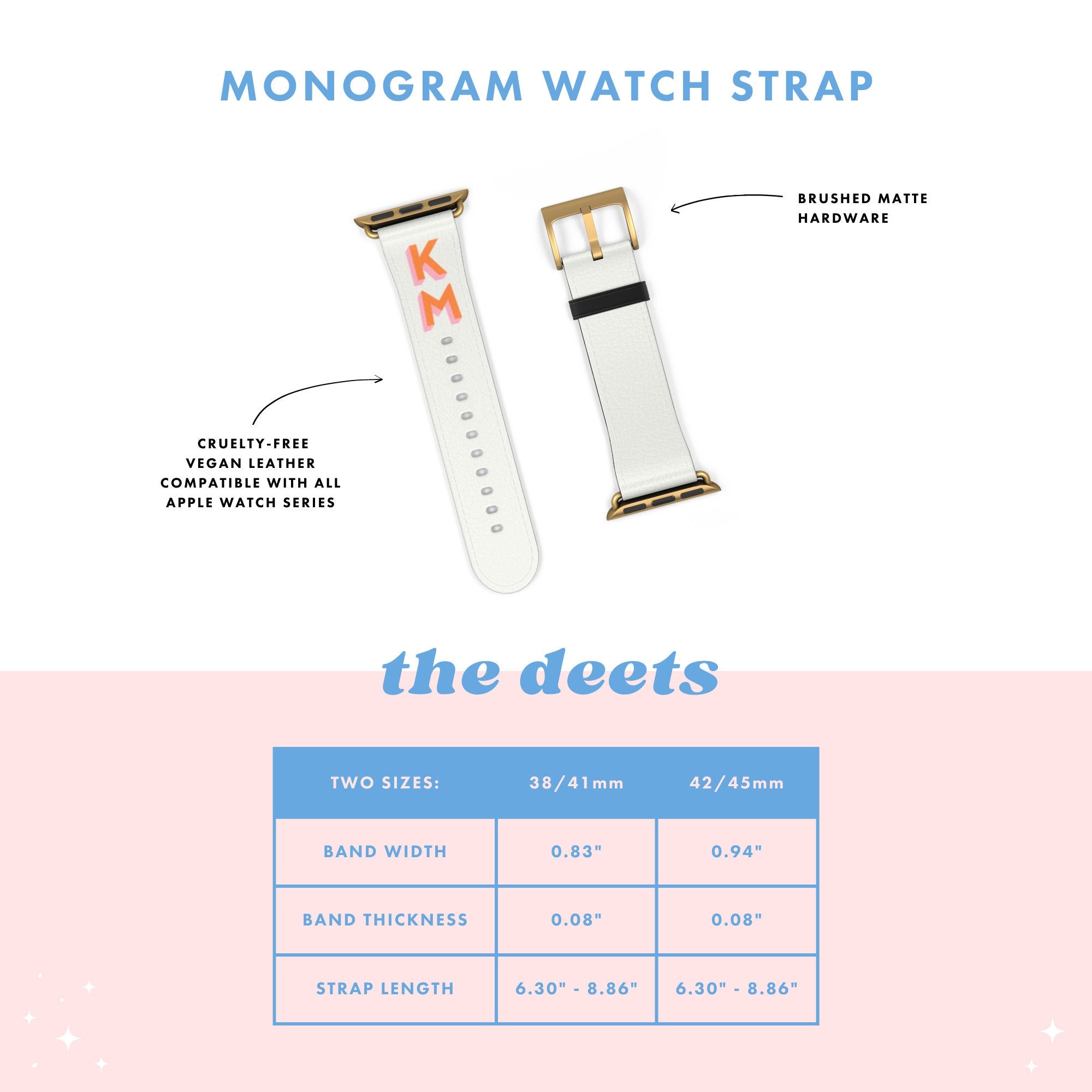 monogram stripe apple watch band, personalized band for apple watch, vegan leather watch strap 38mm 40mm 42mm 44mm shadow monogram